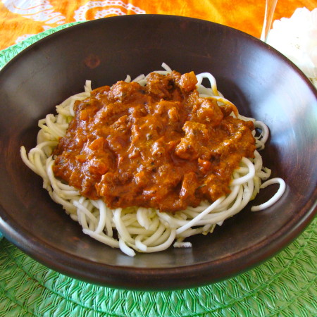 zucchini noodles & awesome meat sauce